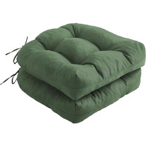 Outdoor Chair Cushions Set of 2, Patio Chair Cushions with Ties, 19x19+5 Tufted Outdoor Seat Cushions, Waterproof Patio Furniture Cushions, Outdoor Dining Chair Pads, Forest Green