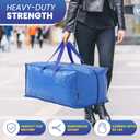 Extra Large Moving Bags - 8-Pack Heavy Duty Storage Duffel - Sturdy Backpack Straps Handles, Zippers - Reusable Moving Storage Bags for Clothes - Folding Collapsible Storage Tote Bag Set  Blue