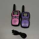 Wishouse Walkie Talkies for Kids Rechargeable with USB Charger 6000mAh Battery,Outdoor Camping Games with Flashlight Lanyard,Toys for Girls,Halloween Xmas Birthday Gift for Children 2 Pack Pink Purple
