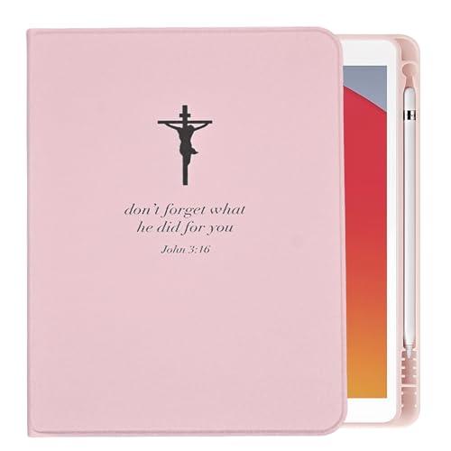 Rotating Case for iPad 9th/8th/7th Generation 10.2 Inch 2021/2020/2019, Jesus Lightweight PU Leather Folio Multi-Angle Stand Protective Cover Auto Wake/Sleep, Bible John 3:16
