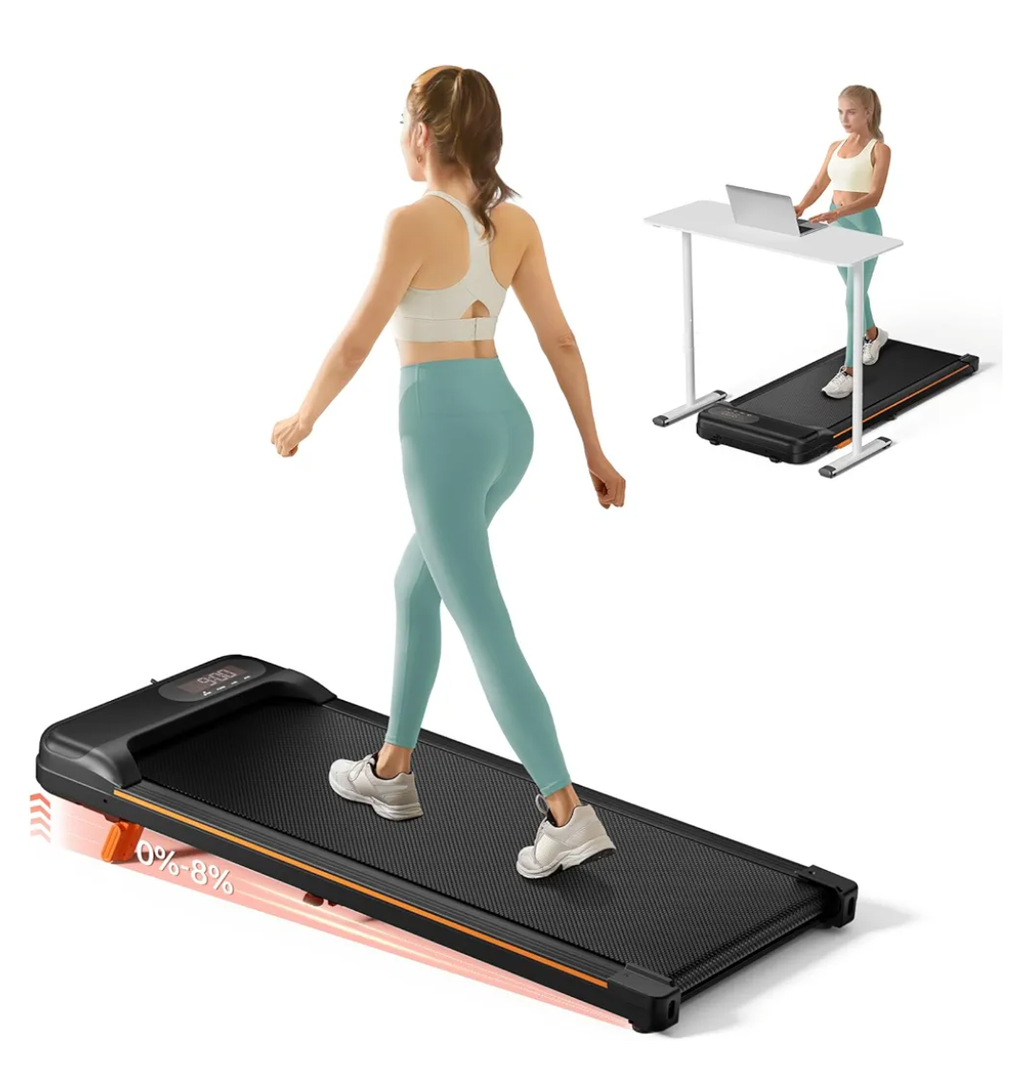 Walking Pad, Under Desk Treadmill with Incline for Home Office 2.5HP Portable Walking Treadmill with 280 Lbs Weight Capacity Walking Machine, Remote Control, LED Display