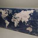 Blue World Map Canvas Wall Art for Living Room Large Office Canvas Artwork Decor Framed for Kitchen Kids Bedroom-20 x40