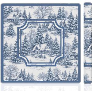 Blue and White Winter Christmas American Mahjong Mat, 31.5"x31.5"
