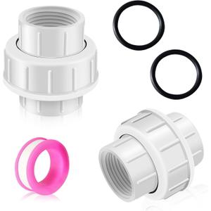 FANOVO 2PCS 2 INCH FIP White Plastic, 2 INCH PVC Union Coupling Pipe Fitting PVC Pipe Unions for Swimming Pools and Outdoor Plumbing Applications, White, 2 INCH