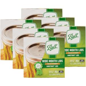 Ball Mason Jar Lids, Wide Mouth, 12 CT (Pack of 6)