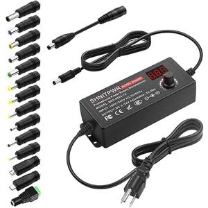 SHNITPWR 3V ~ 24V 3A 72W Power Supply Adjustable DC 3V 5V 6V 9V 12V 15V 16V 18V 19V 20V 24V Variable Universal AC/DC Adapter 100V-240V AC to DC Converter with 14 Tips 5.5x2.5mm 4.0x1.7mm 3.5x1.35mm