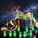 2 x CroBlissful Mini Alien Figures Glow in The Dark Small Little Tiny Aliens Figurine to Hide and Seek for Space Party Favor Prank Rubber Toys Bulk Gifts Goodie Bag Fillers Cake Topper (UFO, 60 Pcs)