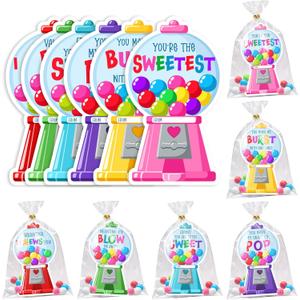 7 x Gumball Valentines Cards - 36 Packs Gumball Machine DIY Valentine's Day Cards Exchange for Kids School, Boys, Girls, Toddlers, Party Favors - 3.2''x 4.7'' 6 Card Designs (Candy Not Included)