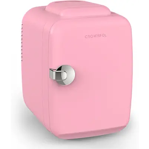 CROWNFUL Mini Fridge, 4 Liter/6 Can Portable Cooler and Warmer Personal Refr5152XmFQzFL.__AC_SY445_SX342_QL70_FMwebp_.pngigerator for Skin Care, Cosmetics, Beverage, Food,Great for Bedroom, Office, Car, Dorm, ETL Listed (Pink)