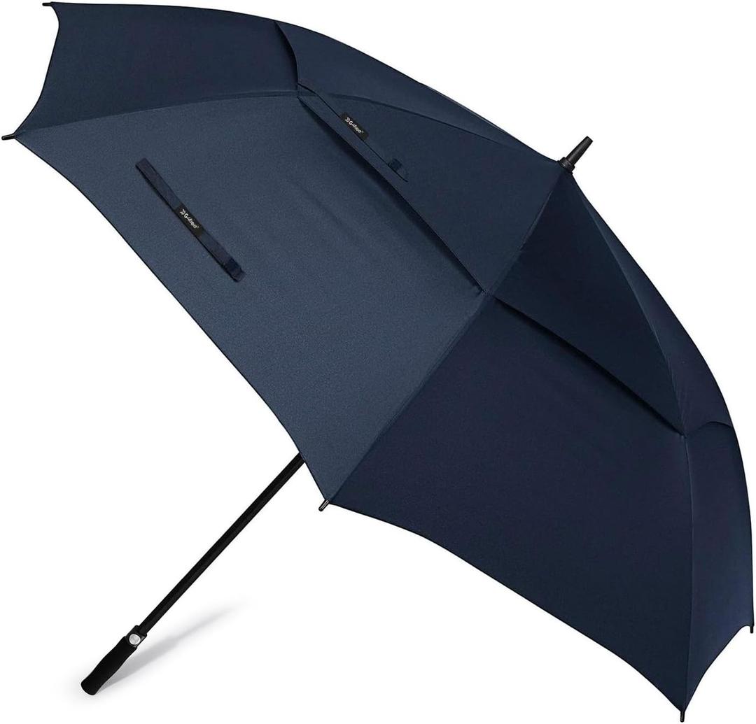 G4Free 72 Inch Huge Large Oversize Golf Umbrella Automatic Open Double Canopy Vented Windproof Stick Umbrella, 6 Ft Heavy Duty For Outdoor Doorman Family(Navy Blue)