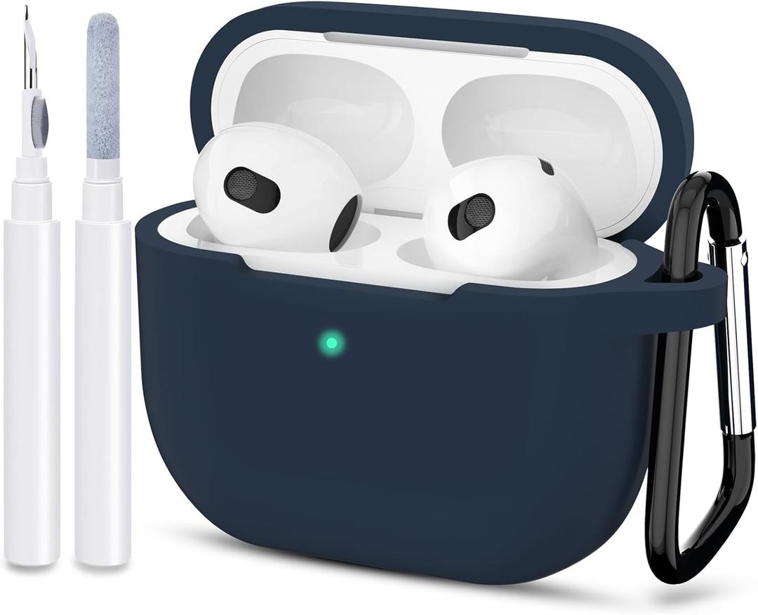 ATUAT Compatible with AirPods 3 Case, Protective Silicone Cover for AirPods 3rd Generation Case 2021, Wireless Charging - Dark Blue