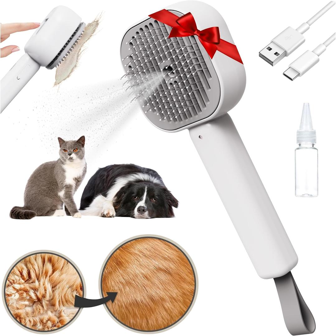 FurBuddies (Abandoned Pets Charity 4-in-1 Pet Steam Brush Ultra Quiet Technology  Groom, De-Shed & Hydrate | Cool Mist, Self-Cleaning, UV Light, USB-C Rechargeable Grooming Tool for Cats & Dogs
