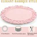 13" Pink Charger Plates, Set of 6 Plastic Textured Chargers for Dinner Plates with Embossed Rim, Table Dcor, Party, Wedding, Holiday