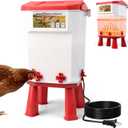 Heated Chicken Waterer- Chicken Water Heater for Winter with 4 Horizontal Nipples and Detachable Legs,3 Adjustable Heights, Winter-Proof Poultry Drinker for Chicks, Ducks and Quail-3 Gallon