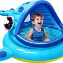 JOYIN Inflatable Shade Kiddie Pool,Whale Baby Pool Tent, Infant Swimming Pool for Kids （54" x 56" x 28"）,Blow Up Toddler Pool for Swim Party Toys Summer Water Beach Fun