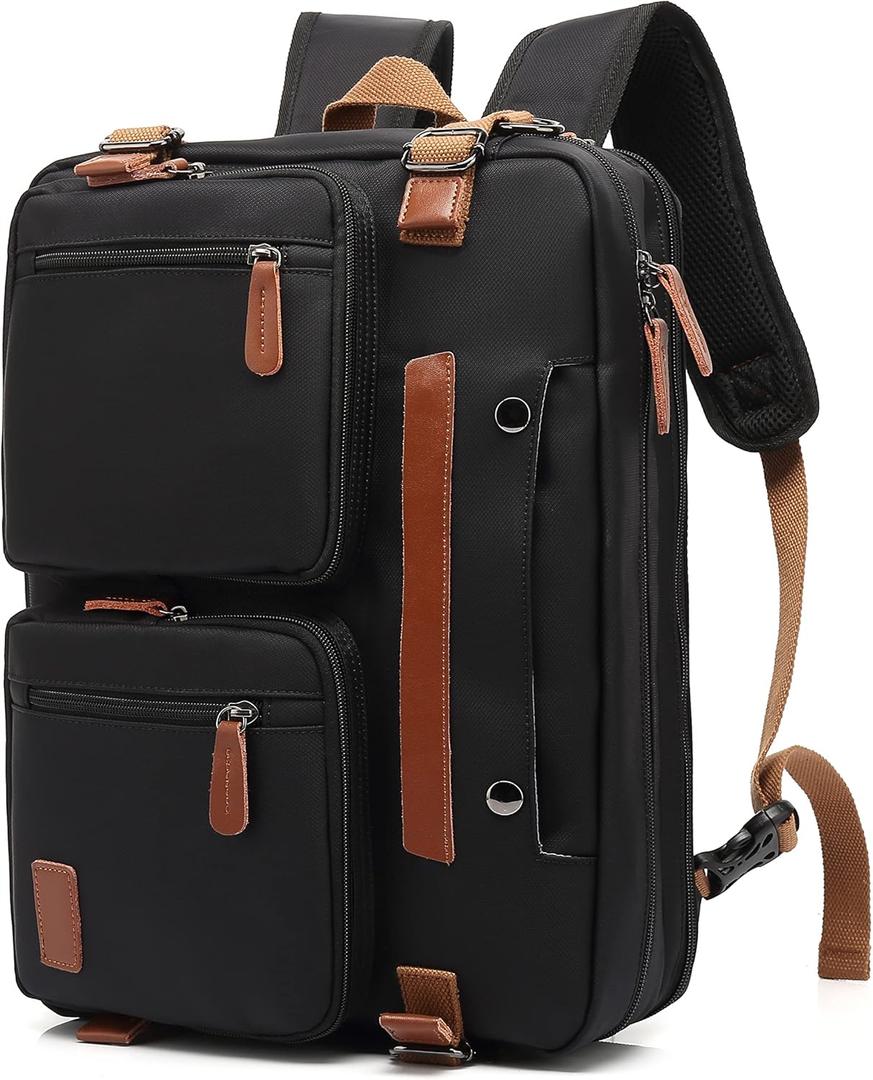 MOLNIA 3 in 1 Laptop Bag for Men, 17.3 Inch Work Bags for Men, Laptop Backpack, Briefcases, Messenger Bag, Computer Bags for Laptops for Men Women, Black