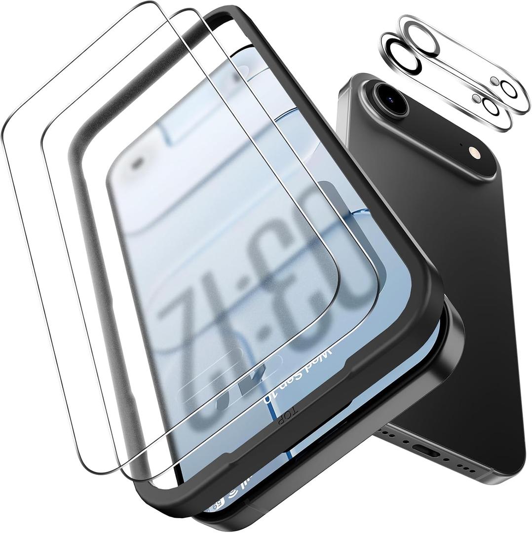 2 x OMOTON 2+2 Pack Matte Screen Protector for iPhone Air, Matte Layer Film with Camera Lens Protector, Easy Installation Tool, Anti-glare, Smooth Touch Feel as Silk