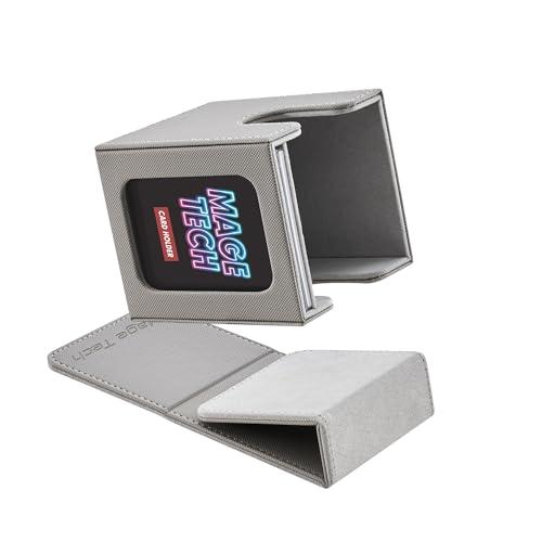 Mage Tech Commander Deck Box Lite - Card Display with Snap Card Holder & Removable Cover, Fits 100+ Single-Sleeved Cards, Ideal for MTG, PTCG, OPCG, SWU & More (Grey)