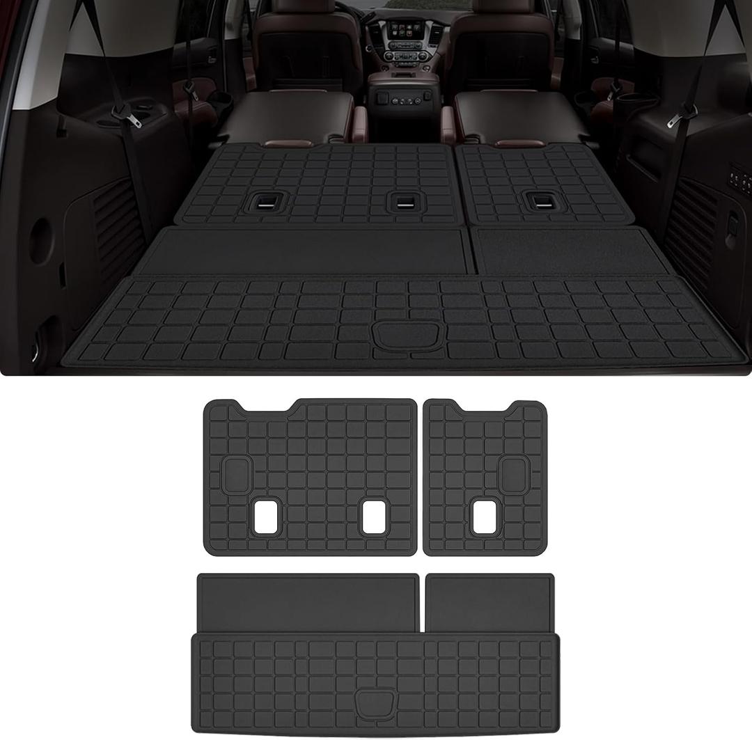 Cargo Mat with Backrest Protection for 2015-2019 2020 Chevy Chevrolet Tahoe/GMC YukonNot XL,TPE All Weather Protection Cargo Liner with Velcro Rear Seats Backrest car Accessories-Black