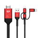 3 in 1 2M Type-C to Hd MHL Cable Audio Video Cable Micro USB Projection for iPhone Android to TV/Projector HDTV