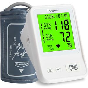 Trustown Blood Pressure Monitor Upper Arm Automatic Digital BP Machine Wide Cuff (8.7'' 16.5'') 2x99 Reading Memory Large LCD Screen 3 Color Backlight Talking Function for Home Use