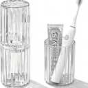 Travel Toothbrush Holder, 2-in-1 Portable Toothbrush Travel Case Cup, Dustproof Large Storage Toothbrush and Toothpaste Container for School Traveling Camping Business Trip Bathroom (Clear)