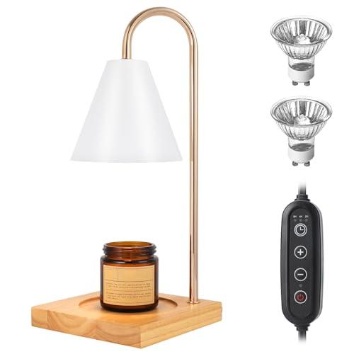 Erumpere Candle Warmer Lamp for Jar Candles, White Candle Warmer Lamp with Timer 2H/4H/8H Nightstand Lamp for Bedroom (2 Wax Warmer Bulbs)
