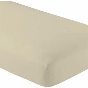 100% Natural Cotton Twin XL Beige Fitted Bed Sheet (1-Pack) - Twin Extra Long, 15" Deep Pocket, 39" x 80" Great for Dorm Room, Hospital and Split King Dual Adjustable Beds (Twin XL, Beige)