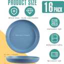Tioncy 16 Pack Wheat Straw Dinner Plates 9 Inch Unbreakable Toddler and Children Dinner Plates Set Microwave & Dishwasher Safe Reusable Healthy Plate for BBQ, Travel, Events, 16 Colors
