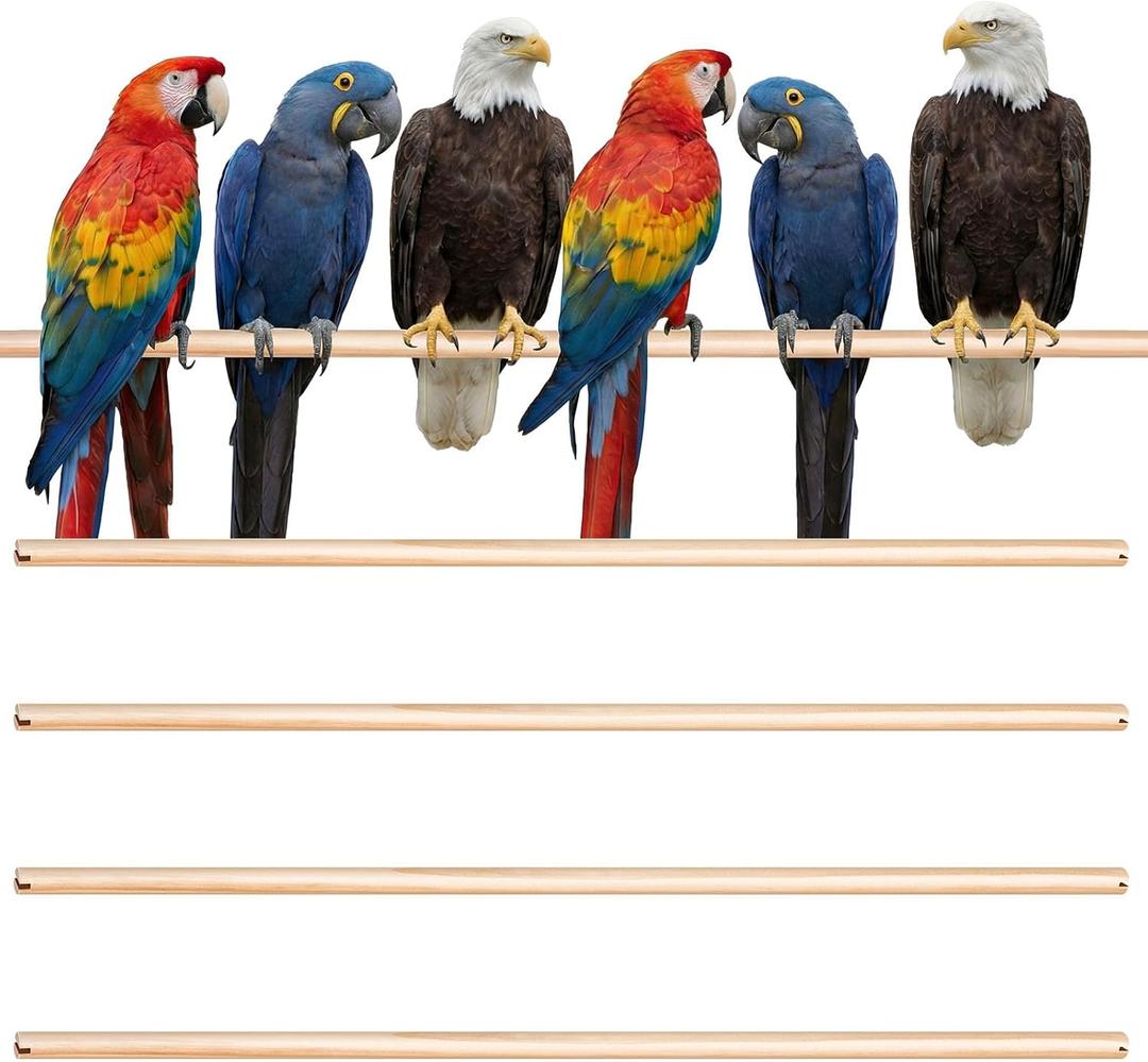 Bird Perches Natural Wood Double Slots, 30 Inches, 8 Pcs