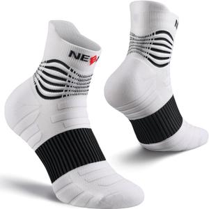 NEENCA Professional Compression Socks, Medical Athletic Ankle Socks for Injury Recovery & Pain Relief, Sports Protection, Circulation 1 Pair, 20-30 mmhg (Medium, White)