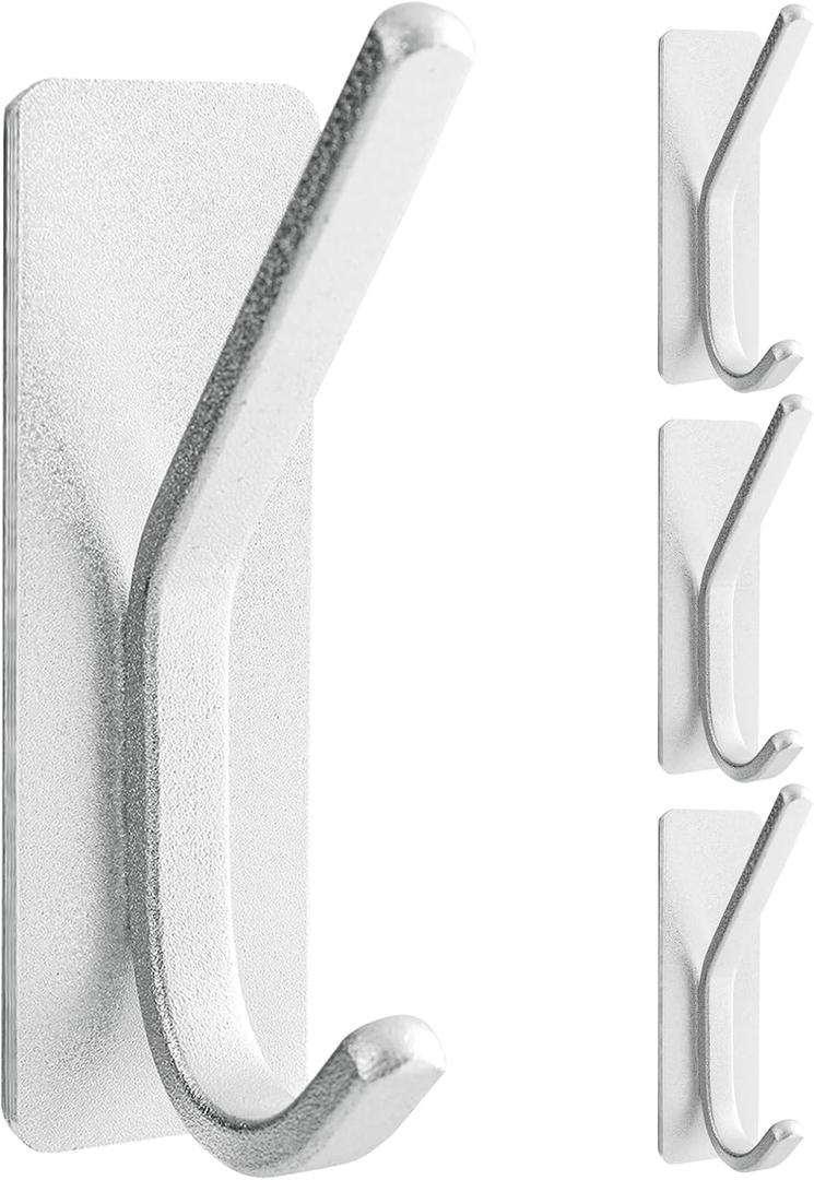 Paoli Heavy Duty Adhesive Hooks,Self-Adhesive Hooks Multiple Colors and Styles 30 lb Maximum Load for Home Schools and OfficesWhiteSet of 4 (Rectangular-upper and Lower Hooks)