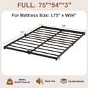 3 Inch Low Profile Full Size Bed Frame, Noise-Free Heavy Duty Metal Platform with Mattress Stopper, No Box Spring Needed, Easy Assembly Steel Support, Black