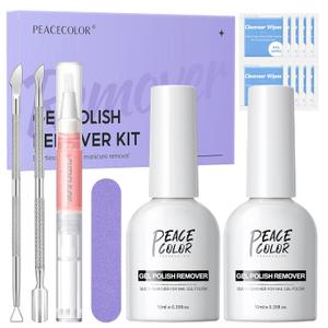 PEACECOLOR 16PC Gel Nail Polish Remover for Nails 2 PCS 10ML Gel Polish Remover with Cuticle Oil Pen Nail Tools Soak off Quickly Remove Professional Nail Remover Kit Home Salon Use
