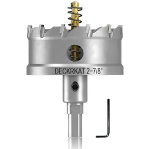 DECKRKAT 3" (76mm), TCT Hole Saws for Hard Metal, Heavy Duty 76mm Tungsten Carbide Tipped Hole Cutters Set with Spring-Loaded Pilot Drill Bits for Stainless Steel, Metal, Iron, and Plastic.