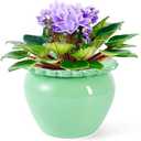Large African Violet Pots 8 Inch Green Ceramic Easy Plant Self Watering Pot Ceramic Flowerpot with Water Absorbing Inner Pot Orchid Planter for Valentine's Day