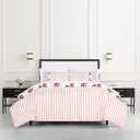 kate spade new york Fall Poppies King Comforter Set, 300 Thread Count and 100% Cotton, All Season 3 Piece Reversible Bedding Set, Machine Washable, White and Garnet