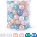 Heopeis Ball Pit Balls Pack of 100 200 500 - Star and Round Set BPA Free Phthalate Free Non-Toxic Crush Proof Play Balls Soft Plastic Balls for Toddlers Baby Kids Birthday Pool Tent Party