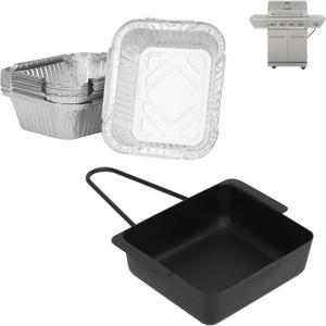 DcYourHome Grease Tray with 15 Pack Drip Pan for Nexgrill 720-0830H 720-0925P 720-0830D 720-08882A 720-0896 720-0888S Replacement Parts, Grill Drip Tray for Cuisinart CGG-7400 CGG-8500 Grease Catcher (Silver+Black-For Nexgrill Series)