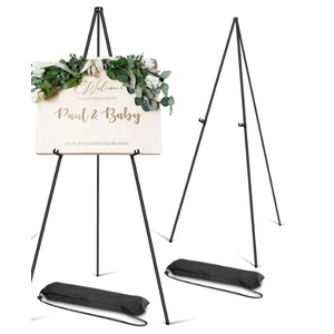 2 Pack Folding Easel Stand for Painting Metal Display Support for Outdoor and Indoor Use, Black
