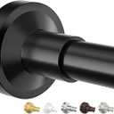 Bonpally Adjustable Tension Curtain Rod, 32-75 Inches Non-Slip Stainless Steel Shower Curtain Rod, Rust-Resistant Telescoping Rod for Bathroom, Kitchen, Dorm, RV, No Drilling, Easy to Install, Black