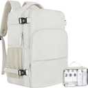 Travel Backpack for Women, Carry On Backpack Flight Approved, Personal Item Travel Bag with USB Charging Port, Casual Daypack College Bag Suitcase Backpack for Weekend, Fit 16 Inch Laptop (Large, Beige)