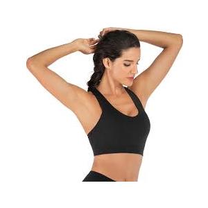 RUNNING GIRL Sports Bras for Women,CrissCross Back Padded Strappy Sports Bras Medium Support Workout Bra Push up(WX3019 Black L) 2 Pack