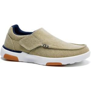 OrthoComfoot Men's Orthopedic Slip-On Loafers Walking Shoes: Comfortable Arch Support Plantar Fasciitis Hook and Loop Shoes, Casual Orthotic Work Loafers for Foot and Heel Pain (11, W3-khaki)