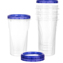 PLASTICPRO [48 oz 4 Pack] Twist Top Deli Containers Clear bottom With blue Top Twist on Lids Reusable, Stackable, Food Storage Freezer Container Pack of 4