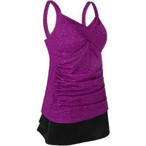 JINXUEER Women’s Plus Size Swimwear Floral Tankini Set Ruched Modest Two Piece Skirt Swimsuit (Purple, 22)