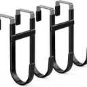 FYY Over The Door Hooks - 2 Pack Heavy Duty Dual-Hook Organizer Hanger with Non-Slip Rubber for Towels, Clothes, Hats & Bags Use in Bathroom, Bedroom, Kitchen - Fits Interior Doors Up to 1 3/8" Black