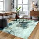 4x6 Area Rugs for Living Room Rug Washable: Abstract Rug for Dining Room Bedroom Carpet Non Slip 4 by 6 Indoor Modern Nursery Home Office Teal Grey Gold