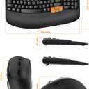 Wireless Keyboard and Mouse Combo, 2.4G Wave Keys Ergonomic Keyboard with Palm Rest and 3 DPI Silent Mouse, Compact Size for Natural Typing, Spill-Resistant, for Windows/PC/Laptop/Mac(Black)