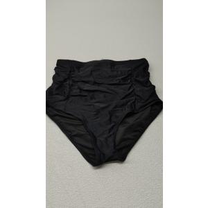 Tempt Me Women's High Waisted Swimsuit Bottom Tummy Control Ruched Bikini Bottom Vintage Swim Bottom Tankini Briefs (Large, Black)